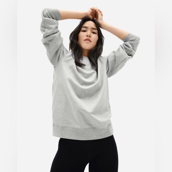 Everlane French Terry Sweatshirt Unisex XXS Gray Crew Neck Oversized Cotton - Picture 1 of 9